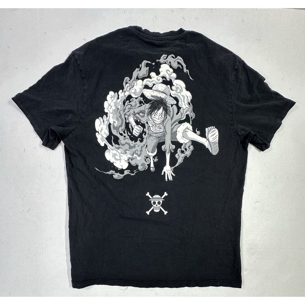 Bershka One Piece Luffy Graphic Tee Men's M Anime Black T-Shirt Jump Manga